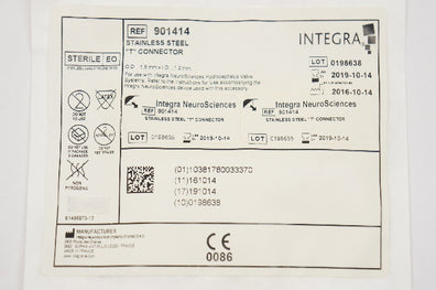 Integra 901414 Stainless Steel "T" Connector OD 1.8mm x ID 1.2mm (x)